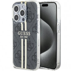 Kryt Guess 4G Gold Stripe na Apple iPhone 15 Pro Elegantní  Černý 