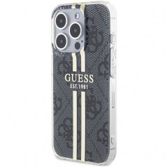 Kryt Guess 4G Gold Stripe na Apple iPhone 15 Pro Elegantní  Černý