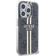 Kryt Guess 4G Gold Stripe na Apple iPhone 15 Pro Elegantní  Černý 