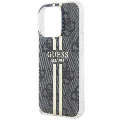 Kryt Guess 4G Gold Stripe na Apple iPhone 15 Pro Elegantní  Černý 