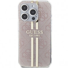 Kryt Guess 4G Gold Stripe na Apple iPhone 15 Pro Elegantní  Růžový 