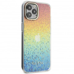 Kryt Guess IML Faceted Mirror na Apple iPhone 12 Elegantní  Duhové disco 