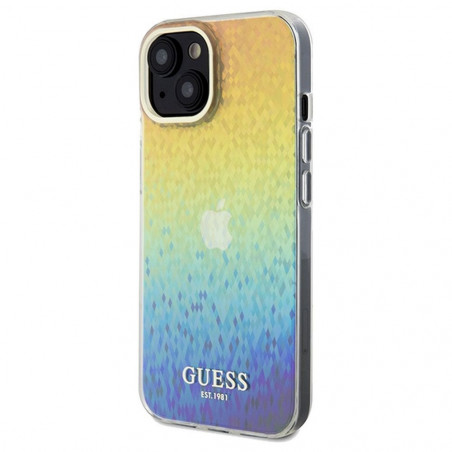 Kryt Guess IML Faceted Mirror na Apple iPhone 14 Elegantní  Duhové disco