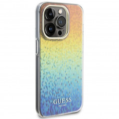 Kryt Guess IML Faceted Mirror na Apple iPhone 14 Pro Elegantní  Duhové disco 