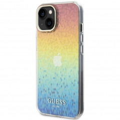 Kryt Guess IML Faceted Mirror na Apple iPhone 15 Elegantní  Duhové disco 