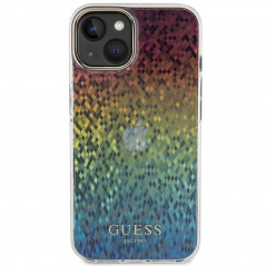 Kryt Guess IML Faceted Mirror na Apple iPhone 15 Elegantní  Duhové disco 