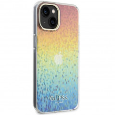 Kryt Guess IML Faceted Mirror na Apple iPhone 15 Elegantní  Duhové disco 