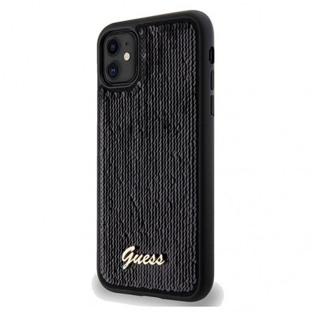 Kryt Guess Sequin Script Metal na Apple iPhone 11 Elegantní  Černý