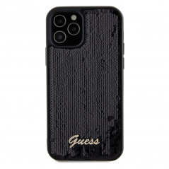 Kryt Guess Sequin Script Metal na Apple iPhone 12 Elegantní  Černý 