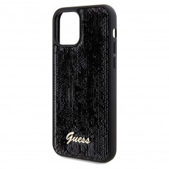 Kryt Guess Sequin Script Metal na Apple iPhone 12 Elegantní  Černý 