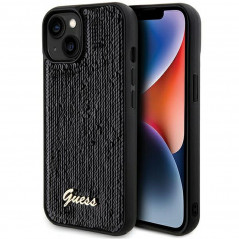 Kryt Guess Sequin Script Metal na Apple iPhone 14 Elegantní  Černý