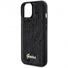 Kryt Guess Sequin Script Metal na Apple iPhone 14 Elegantní  Černý 