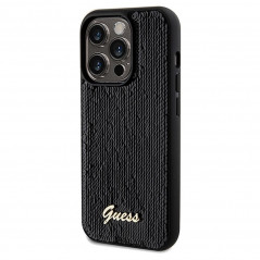 Kryt Guess Sequin Script Metal na Apple iPhone 14 Pro Elegantní  Černý 