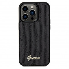 Kryt Guess Sequin Script Metal na Apple iPhone 14 Pro Elegantní  Černý 