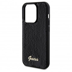 Kryt Guess Sequin Script Metal na Apple iPhone 14 Pro Max Elegantní  Černý 