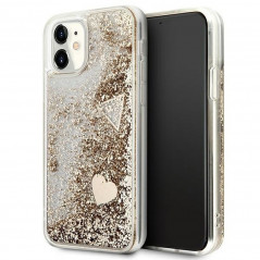 Kryt Guess Liquide Glitter Charms na Apple iPhone 11 Elegantní  Zlatý