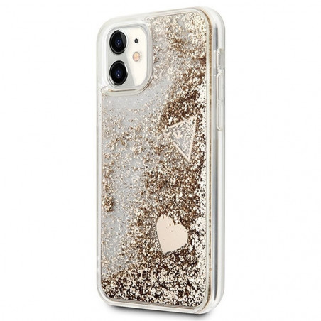 Kryt Guess Liquide Glitter Charms na Apple iPhone 11 Elegantní  Zlatý