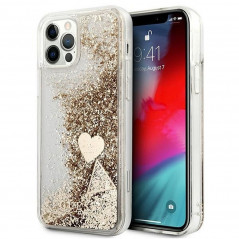 Kryt Guess Liquide Glitter Charms na Apple iPhone 12 Elegantní  Zlatý