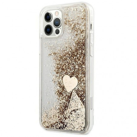 Kryt Guess Liquide Glitter Charms na Apple iPhone 12 Elegantní  Zlatý