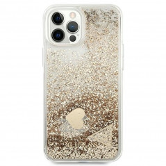 Kryt Guess Liquide Glitter Charms na Apple iPhone 12 Elegantní  Zlatý 