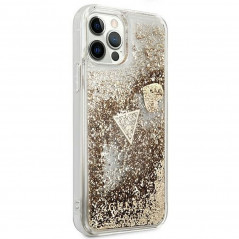 Kryt Guess Liquide Glitter Charms na Apple iPhone 12 Elegantní  Zlatý 