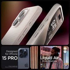 Kryt Spigen  Liquid Air na Apple iPhone 15 Pro Přírodní titanová