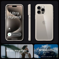 Kryt Spigen Ultra Hybrid na Apple iPhone 15 Pro Křišťálově čistý  Přírodní titanová 