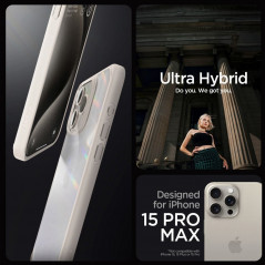 Kryt Spigen Ultra Hybrid na Apple iPhone 15 Pro Max Křišťálově čistý  Přírodní titanová 