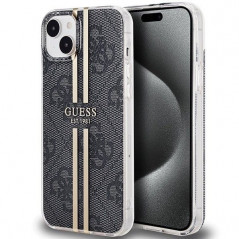 Kryt Guess 4G Gold Stripe na Apple iPhone 15 Elegantní  Černý 