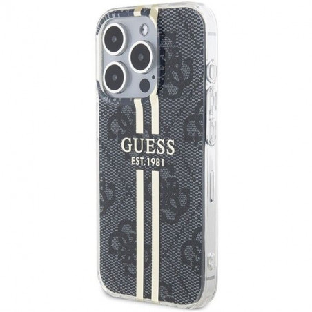 Kryt Guess 4G Gold Stripe na Apple iPhone 15 Pro Max Elegantní  Černý