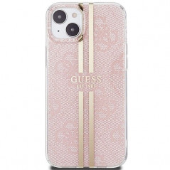 Kryt Guess 4G Gold Stripe na Apple iPhone 15 Elegantní  Růžový 