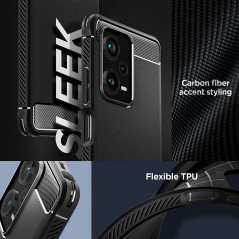 Kryt Spigen Rugged Armor na XIAOMI Redmi Note 12 Pro Plus 5G Uhlíkové vlákno, Elegantní  Matná černá 