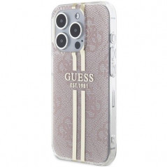 Kryt Guess 4G Gold Stripe na Apple iPhone 14 Pro Max Elegantní  Růžový