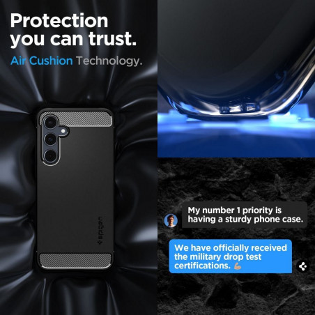 Kryt Spigen Rugged Armor na Samsung Galaxy A55 Uhlíkové vlákno, Elegantní  Matná černá 