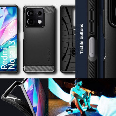 Kryt Spigen Rugged Armor na XIAOMI Redmi Note 13 5G Uhlíkové vlákno, Elegantní  Matná černá 