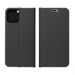 Peněženkové pouzdro LUNA Book Carbon na Apple iPhone 15 Pro Uhlíkové vlákno, Elegantní  Černý 