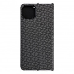 Peněženkové pouzdro LUNA Book Carbon na Apple iPhone 15 Plus Uhlíkové vlákno, Elegantní  Černý 