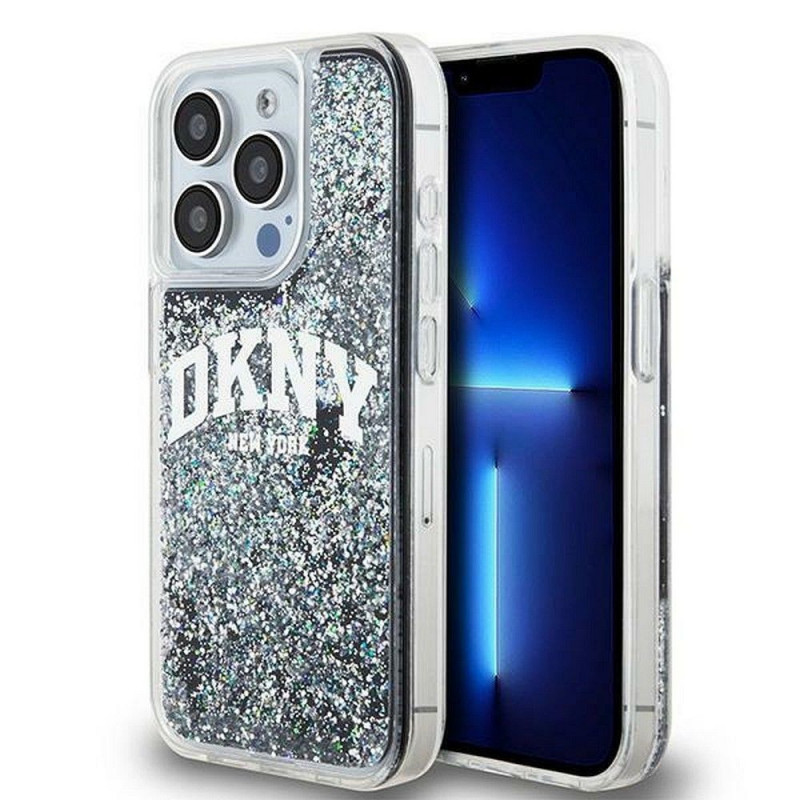 Kryt DKNY Liquid Glitters Arch Logo na Apple iPhone 13 Pro Černý 