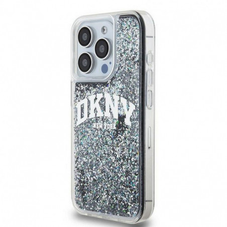 Kryt DKNY Liquid Glitters Arch Logo na Apple iPhone 13 Pro Černý