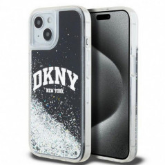 Kryt DKNY Liquid Glitters Arch Logo na Apple iPhone 14 Černý 