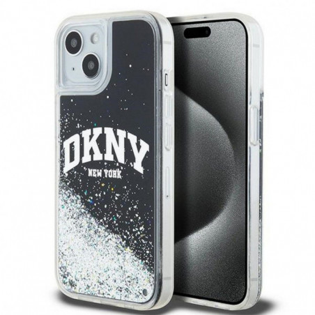 Kryt DKNY Liquid Glitters Arch Logo na Apple iPhone 14 Černý