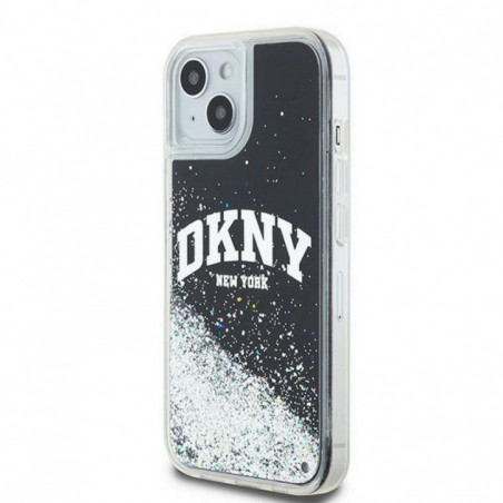 Kryt DKNY Liquid Glitters Arch Logo na Apple iPhone 14 Černý