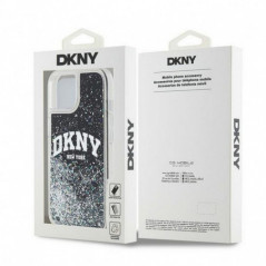 Kryt DKNY Liquid Glitters Arch Logo na Apple iPhone 15 Plus Černý 