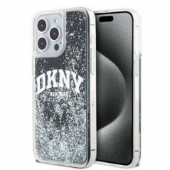 Kryt DKNY Liquid Glitters Arch Logo na Apple iPhone 15 Pro Max Černý