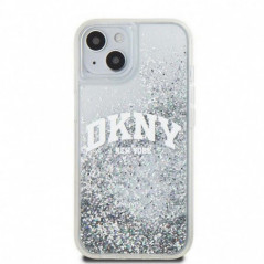 Kryt DKNY Liquid Glitters Arch Logo na Apple iPhone 15 Bílý 