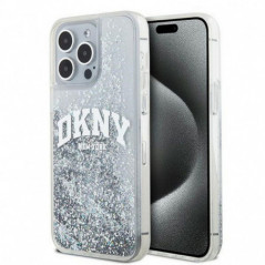 Kryt DKNY Liquid Glitters Arch Logo na Apple iPhone 15 Pro Bílý 