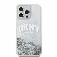 Kryt DKNY Liquid Glitters Arch Logo na Apple iPhone 15 Pro Bílý 