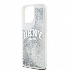 Kryt DKNY Liquid Glitters Arch Logo na Apple iPhone 15 Pro Bílý 