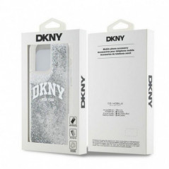 Kryt DKNY Liquid Glitters Arch Logo na Apple iPhone 15 Pro Bílý 