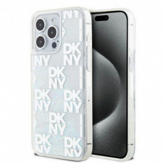 Kryt DKNY Liquid Glitters Checkered Pattern na Apple iPhone 15 Pro Max Bílý